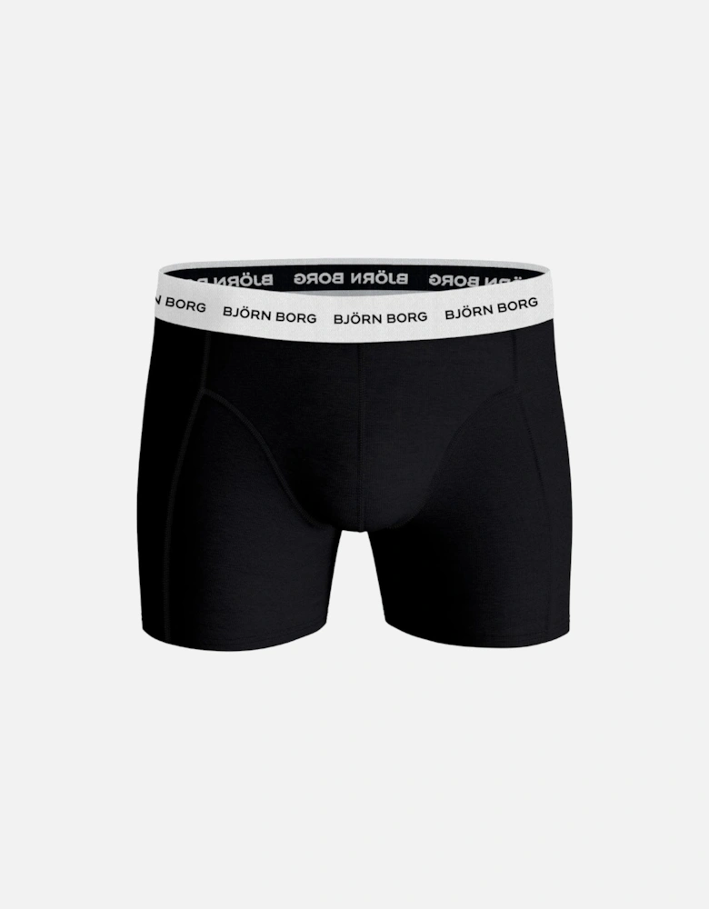3-Pack White Waistband Boxer Briefs, Black/White/Grey