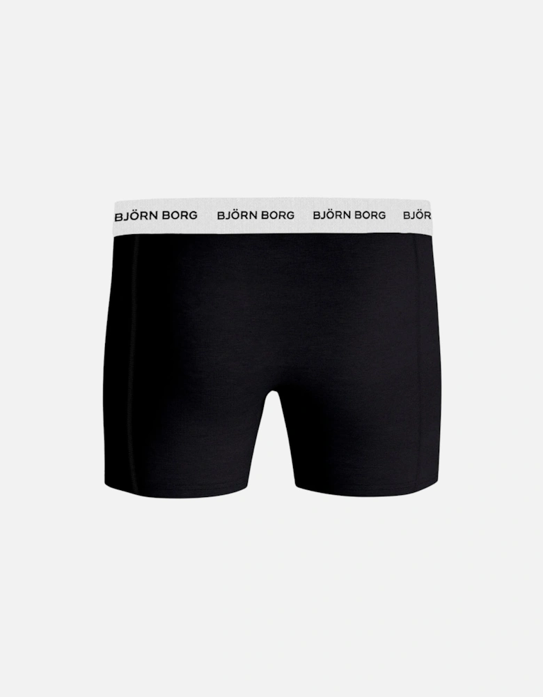 3-Pack White Waistband Boxer Briefs, Black/White/Grey