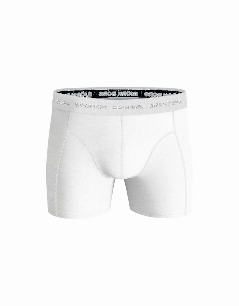 3-Pack White Waistband Boxer Briefs, Black/White/Grey