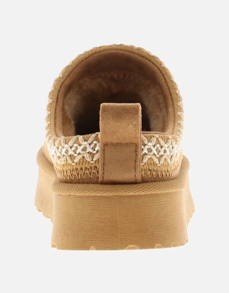 Girls Mules Chunky Soles Squawk Slip On tan UK Size