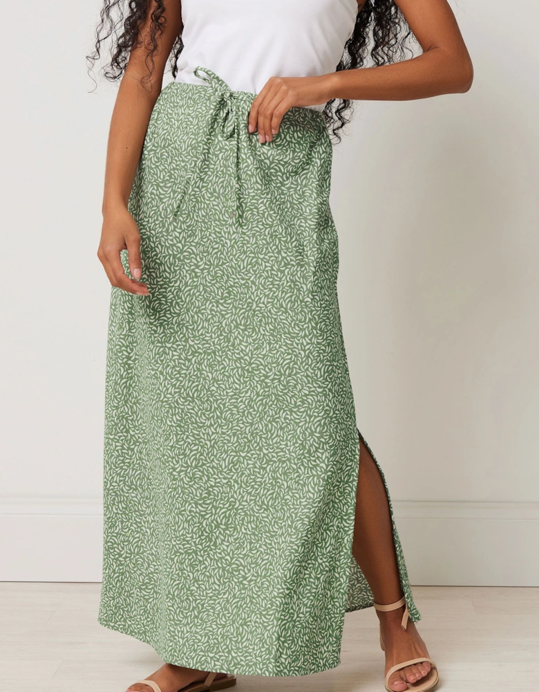 Petite Abstract Linen Maxi Skirt