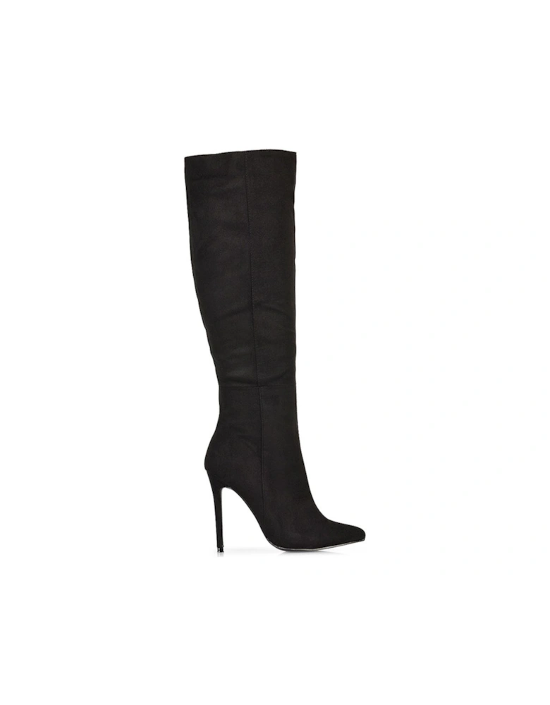 'Nora' Pointed Toe Zip Up Knee High Stiletto Heel Long Boots