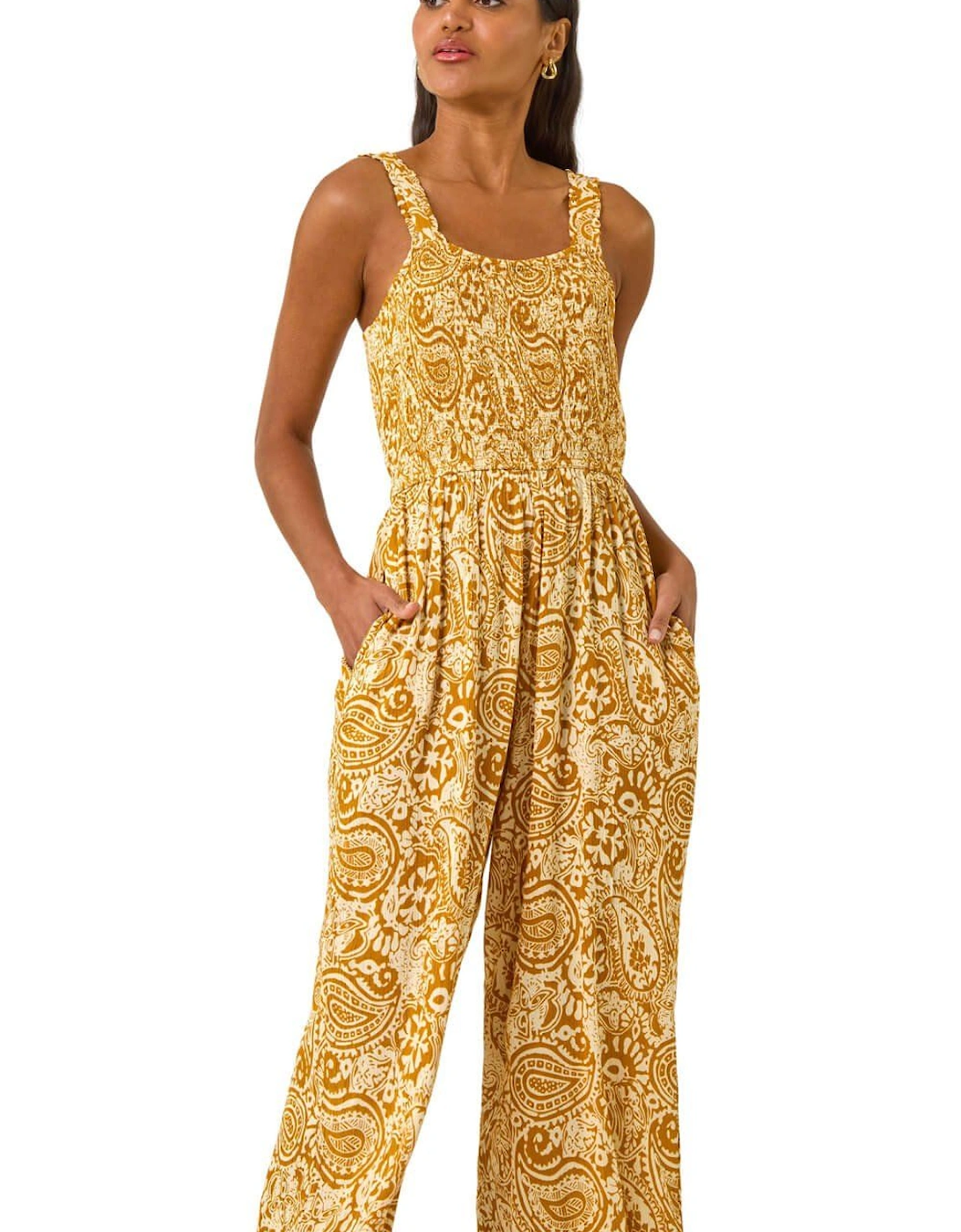 Paisley Print Cropped Jumpsuit, 2 of 1