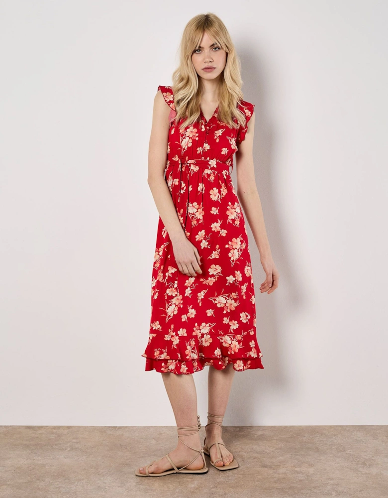 Painterly Floral Midi Dress