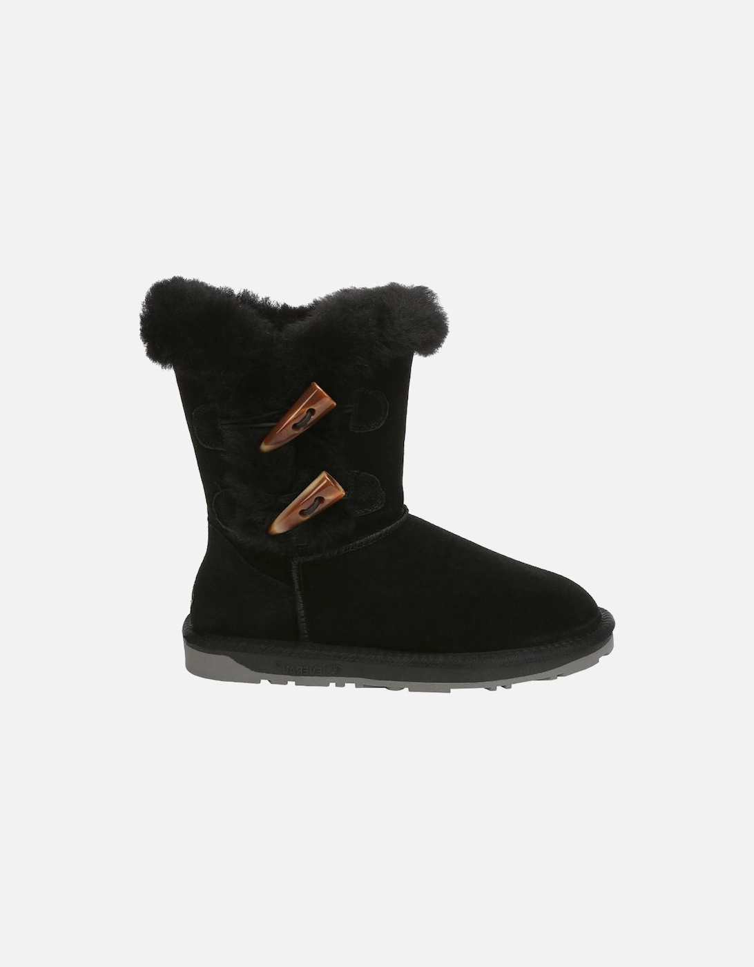 Real Sheepskin Stork Horn Toggle button Short Boots with TPR Sole, 2 of 1
