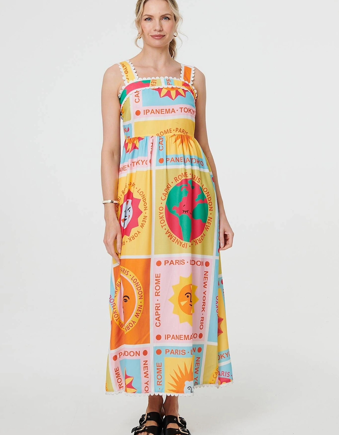 Patchwork Print Sleeveless Maxi Dress, 2 of 1