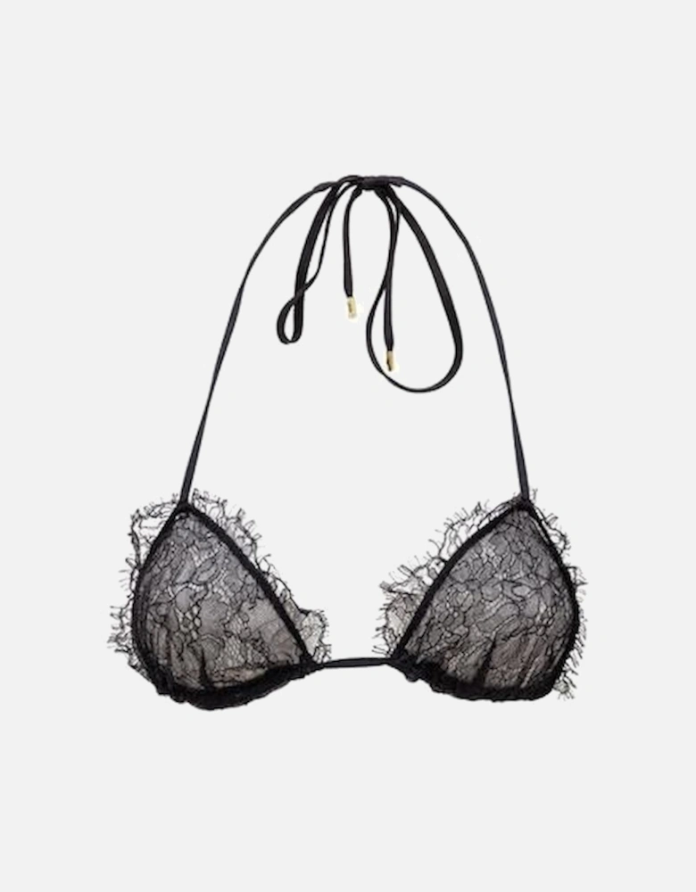 Lace Bralette Halter Tie - Black Underwear
