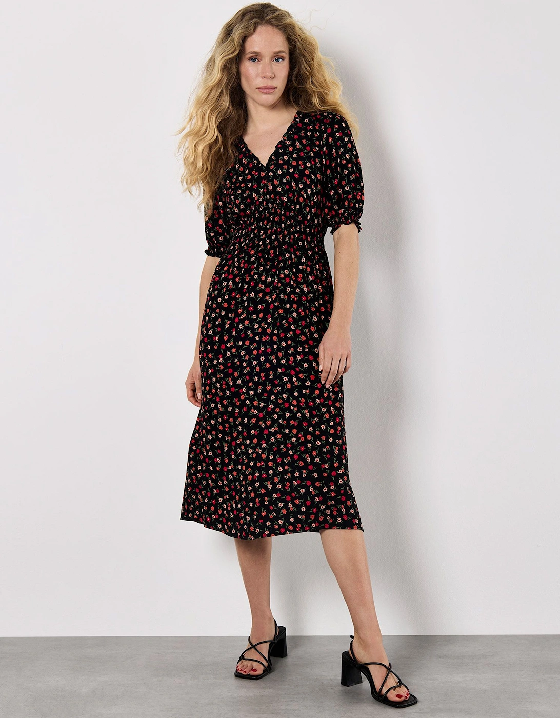 Ditsy Floral Smocked Midi Dress, 2 of 1