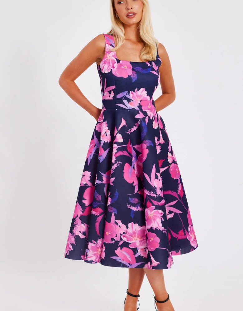 Navy Floral Midaxi Dress