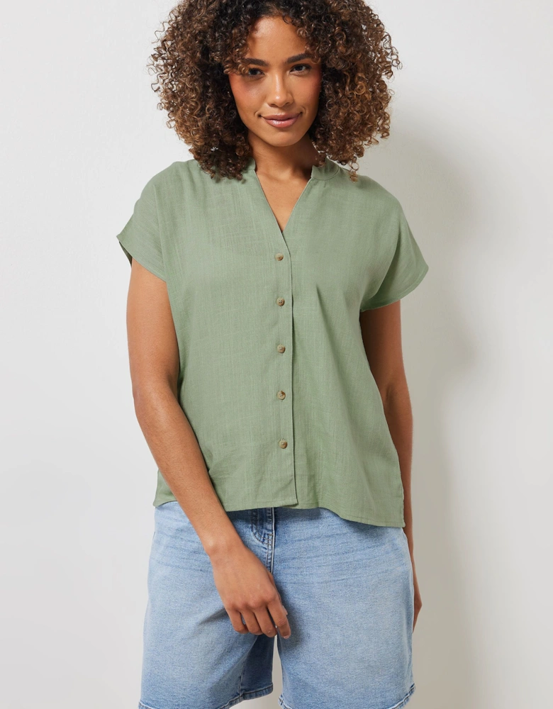 Button Through Linen Blouse