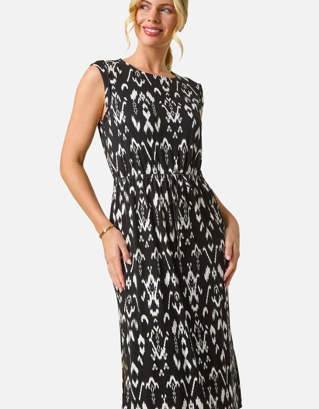 Petite Aztec Print Tie Waist Stretch Dress, 2 of 1