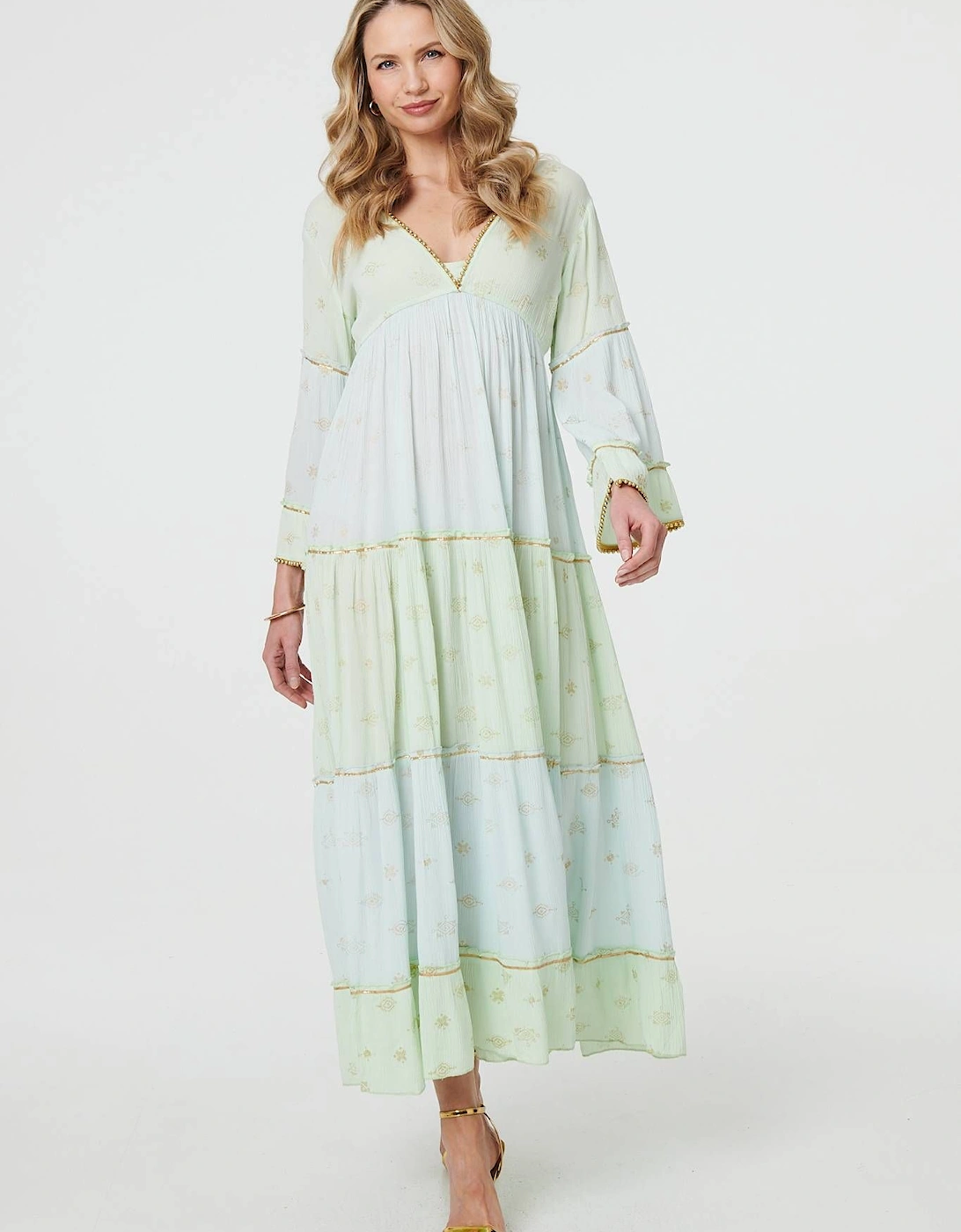 Embellished Tiered Empire Maxi Dress, 2 of 1