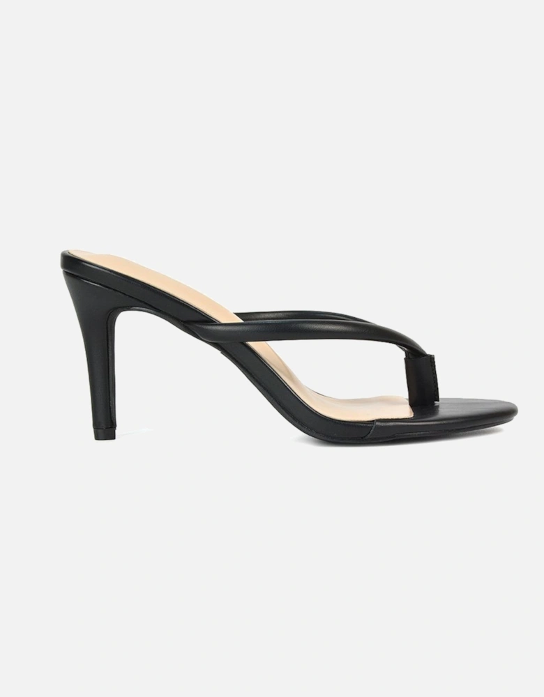 'Celina'Slip On Toe Post Stiletto Heeled Mule Sandal Shoes