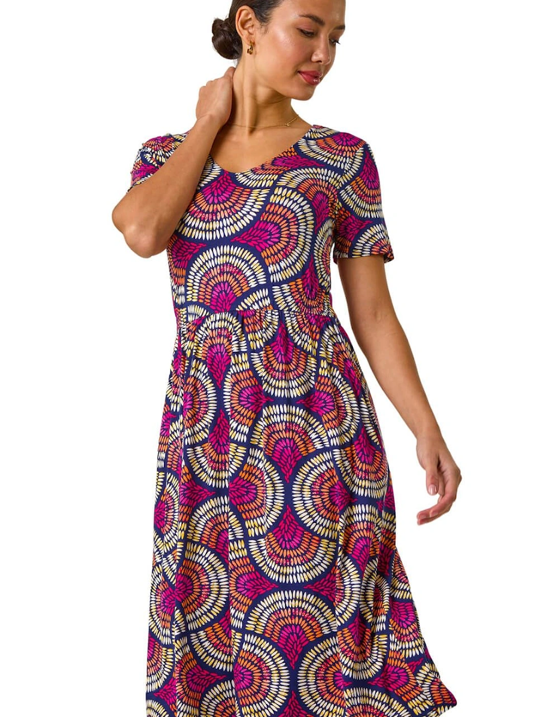Abstract Print Stretch Midi Dress, 2 of 1