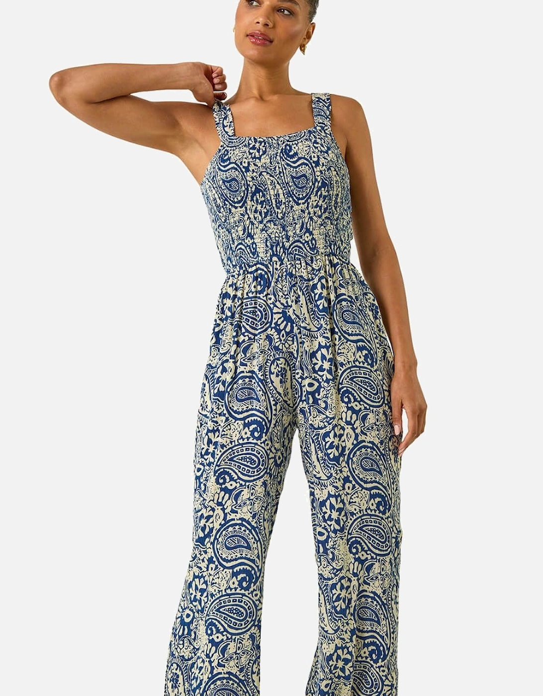 Paisley Print Cropped Jumpsuit, 2 of 1