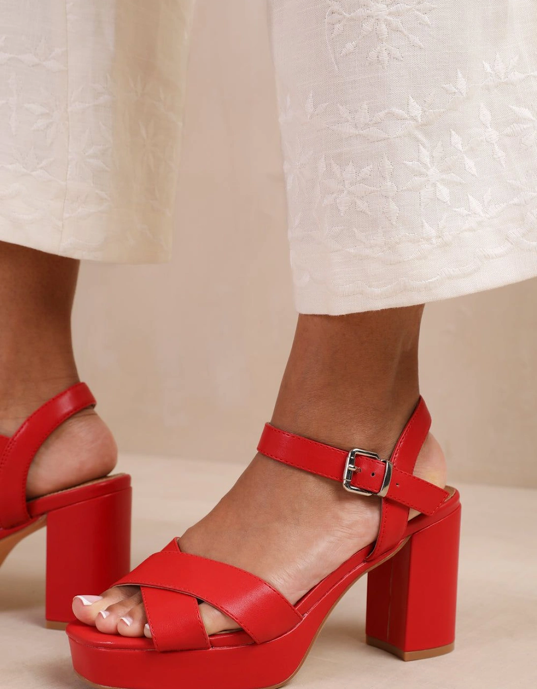 'Marcia' Statement Platform Strappy Block High Heels, 2 of 1