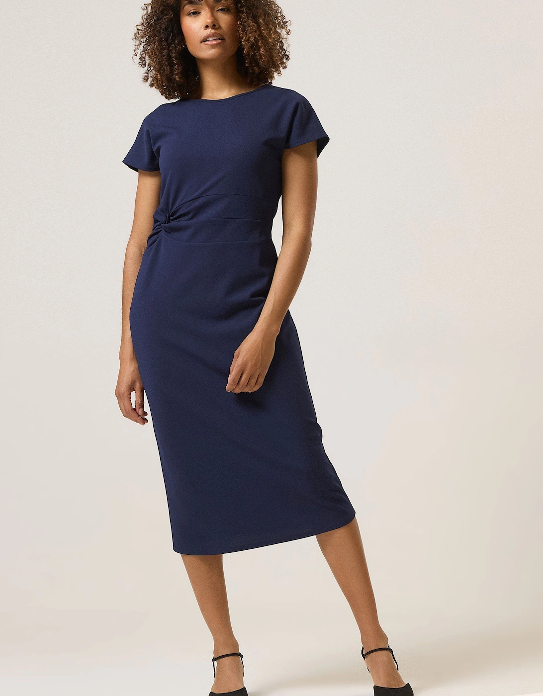 Short Sleeve Side Bow Midi Dress, 2 of 1