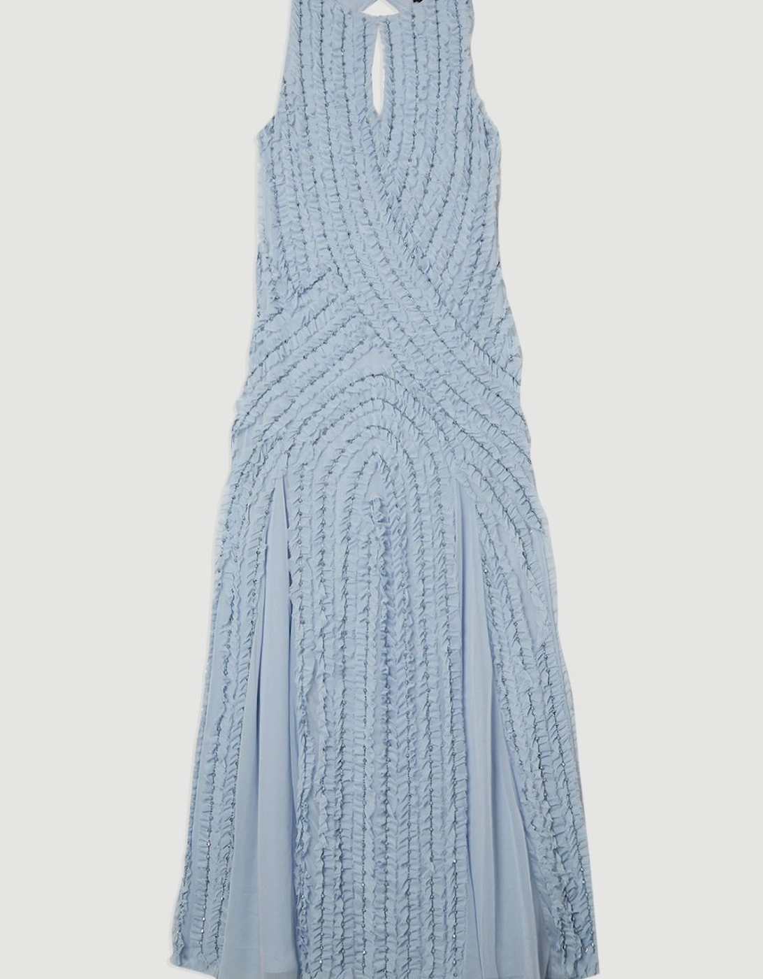 Embellished Ruffle Keyhole Cutout Woven Maxi Dress, 2 of 1