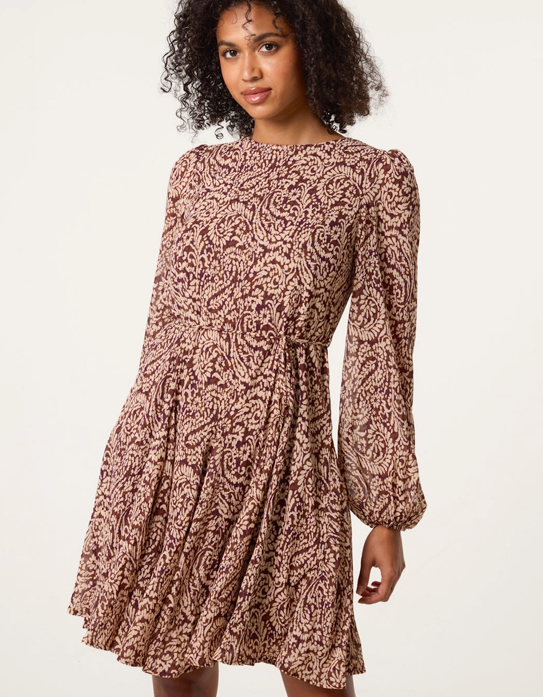 Brown Godet Dress With Self Tie, 2 of 1
