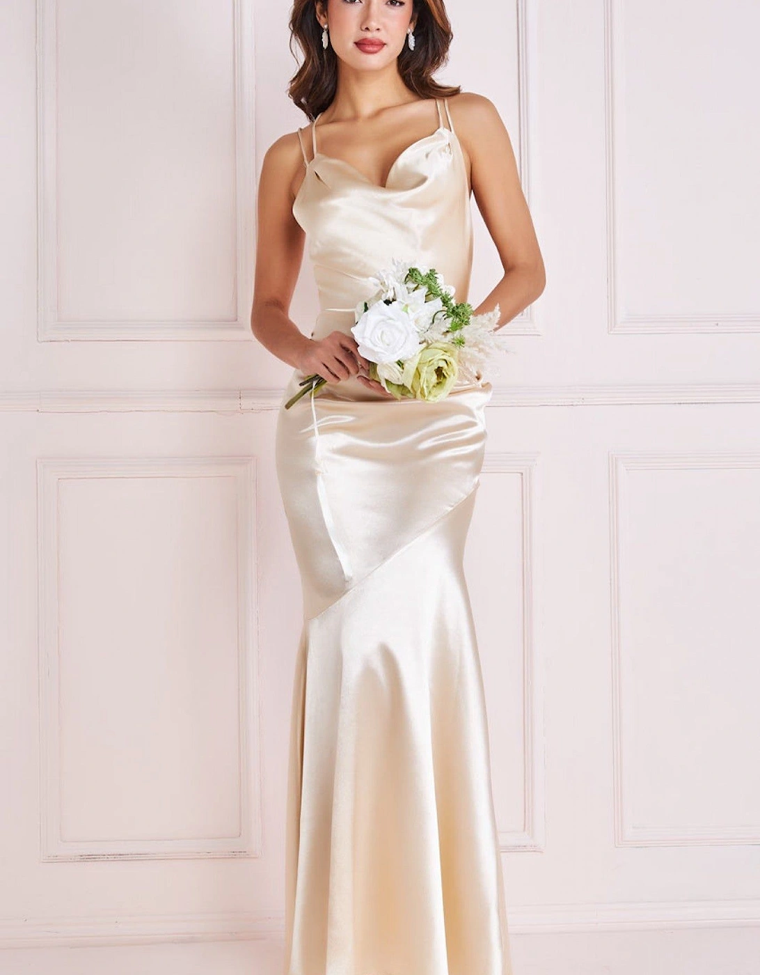 Satin Cowl Neck With Strappy Back Maxi, 2 of 1