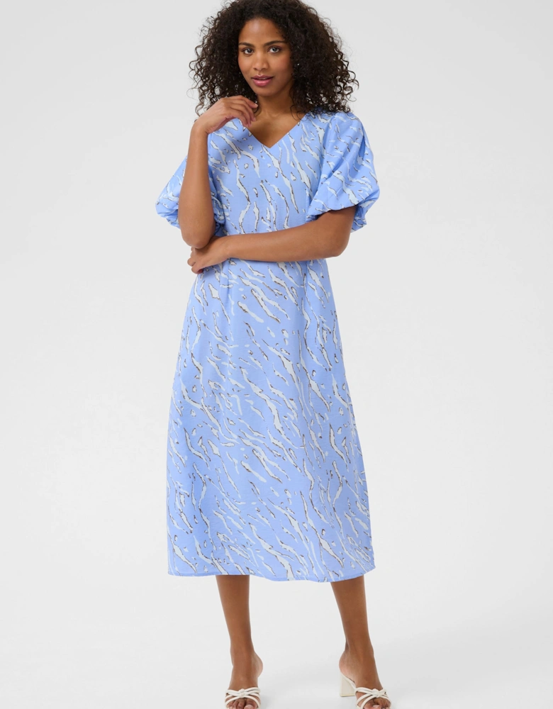 KAhannah Midi Dress Half Sleeves V-neck Printed