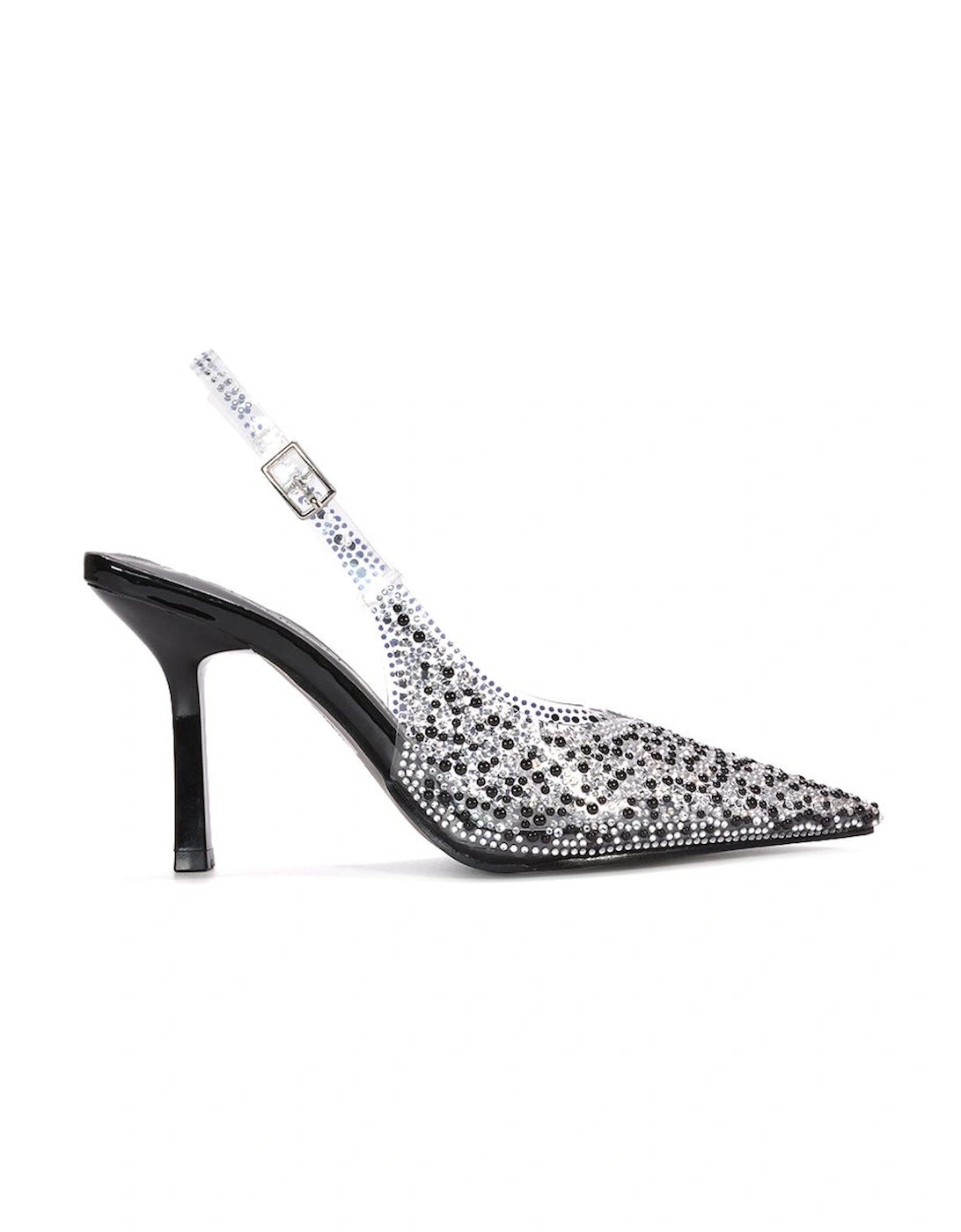 'Pauline' Pointed Toe Perspex Sparkly Slingback Stiletto High Heels, 2 of 1