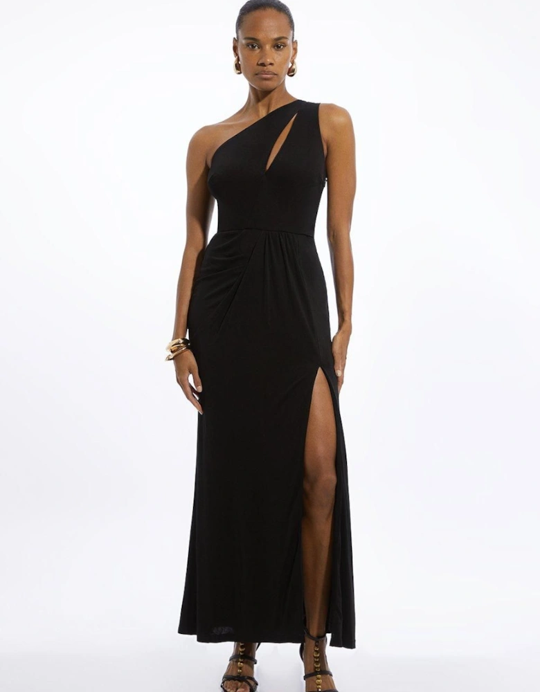 Premium Viscose Jersey Bandeau Split Maxi Dress