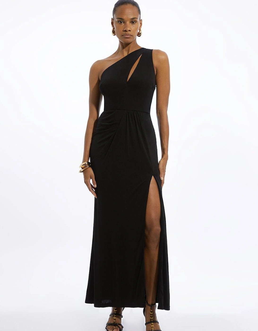 Premium Viscose Jersey Bandeau Split Maxi Dress, 2 of 1