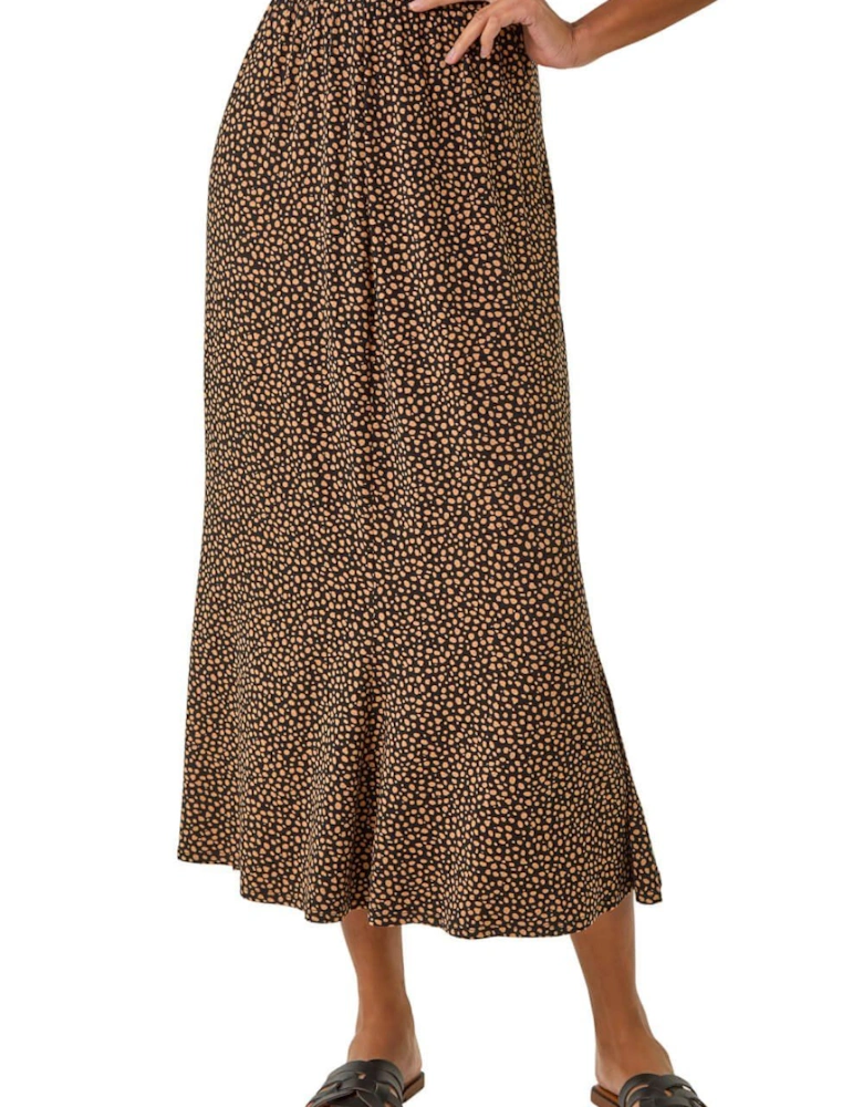 Spot Print Midi Skirt