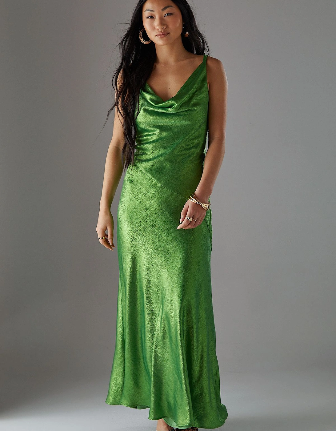 Petite Metallic Lame Cowl Neck Maxi Dress, 2 of 1