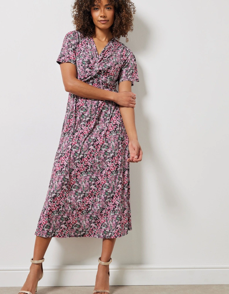 Twist Front Short Sleeve Dress