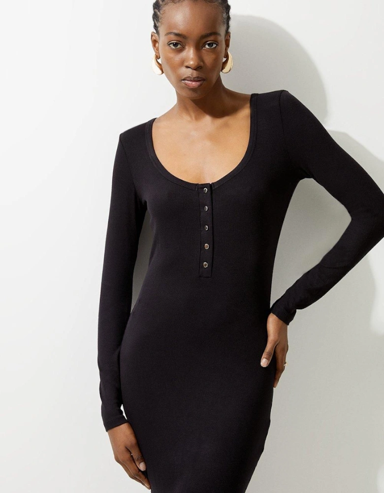 Lux Viscose Rib Jersey Scoop Neck Mini Dress