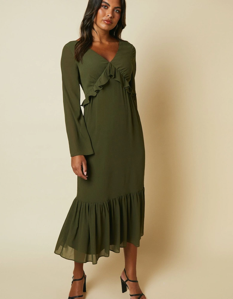 By Coast Kimono Sleeve Tiered Hem Georgette Midi Dress