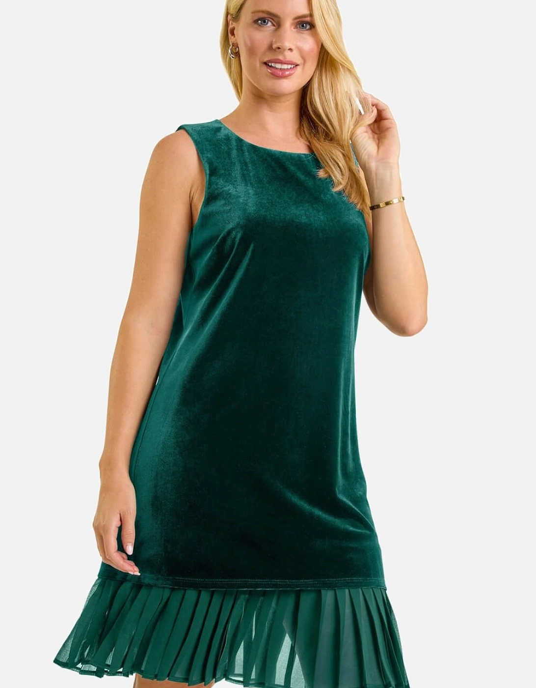 Petite Velvet Contrast Hem Dress, 2 of 1