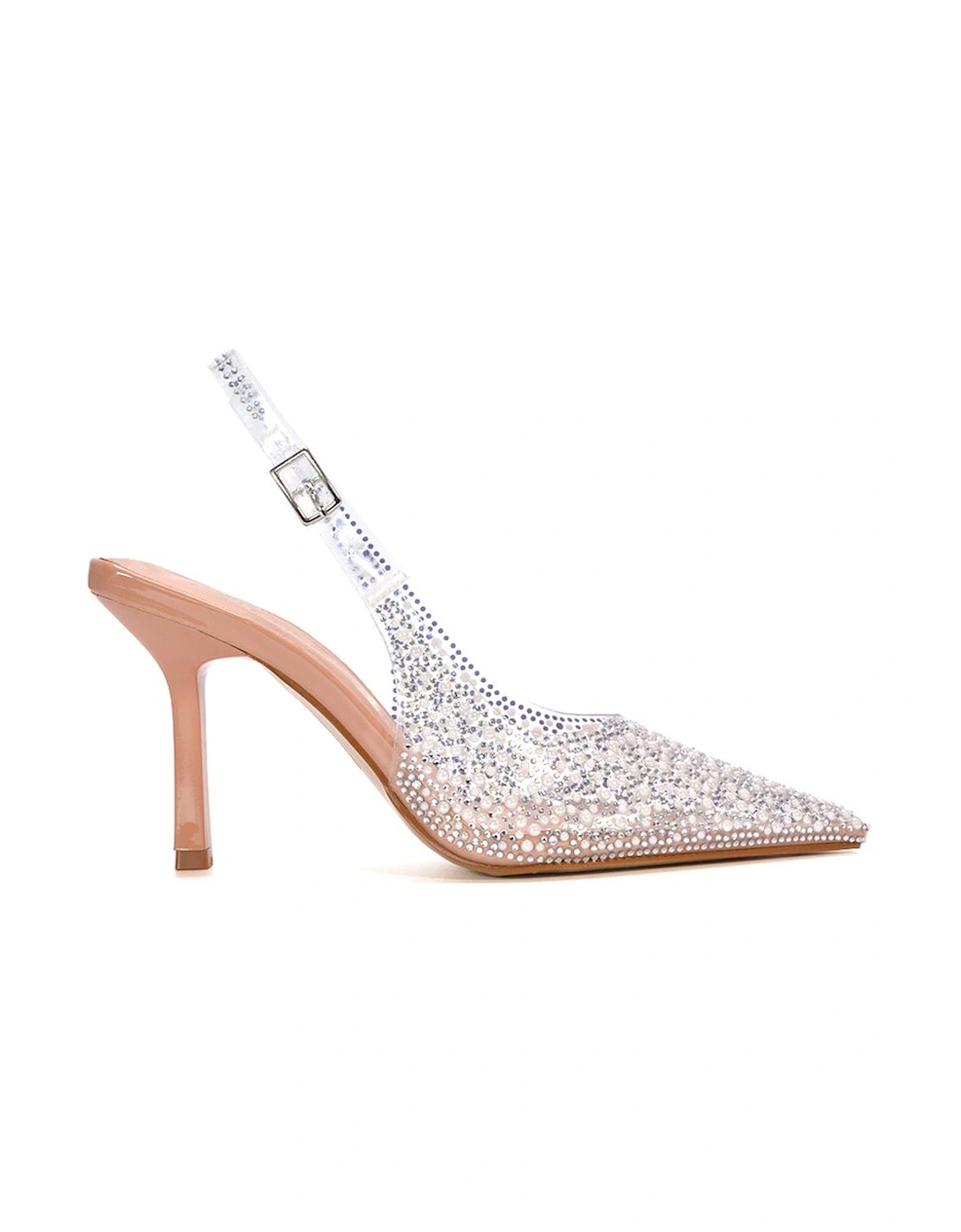 'Pauline' Pointed Toe Perspex Sparkly Slingback Stiletto High Heels, 2 of 1
