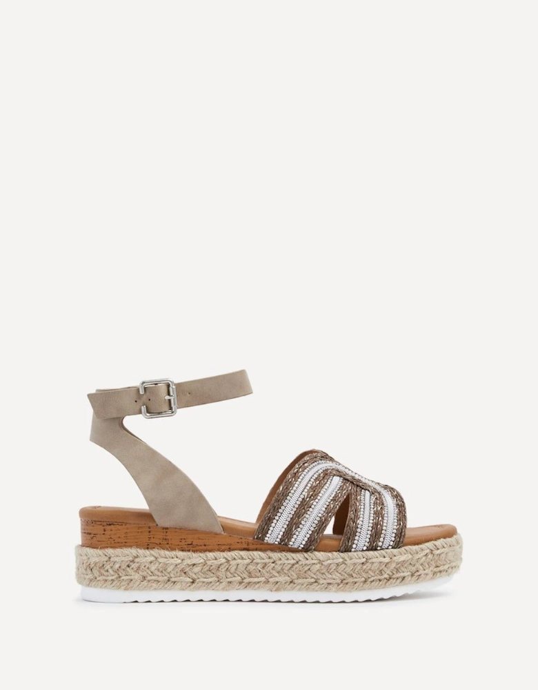 River Taupe Nubuck Espadrille Inspired Platform Wedge