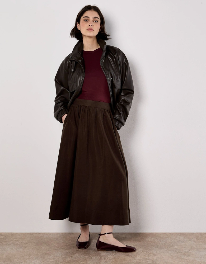 Soft Woven A-Line Midaxi Skirt