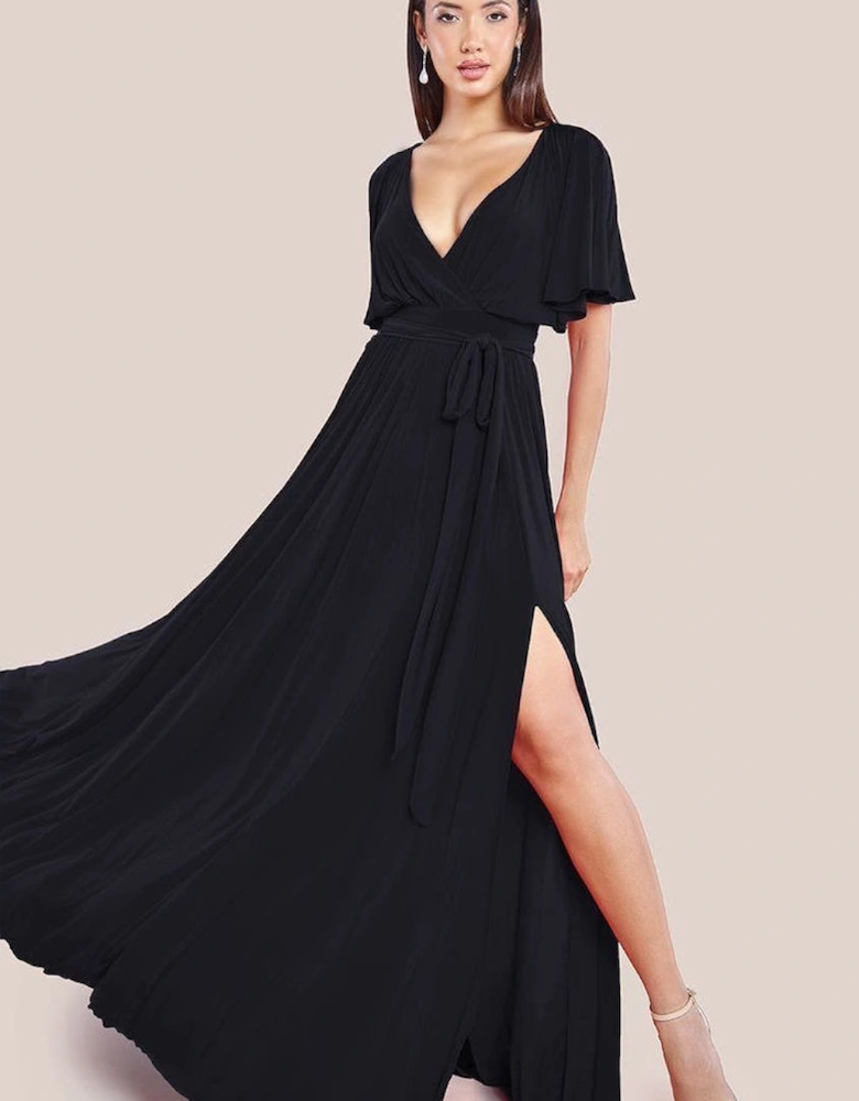 Wrap Front Maxi With Flutter Sleeves