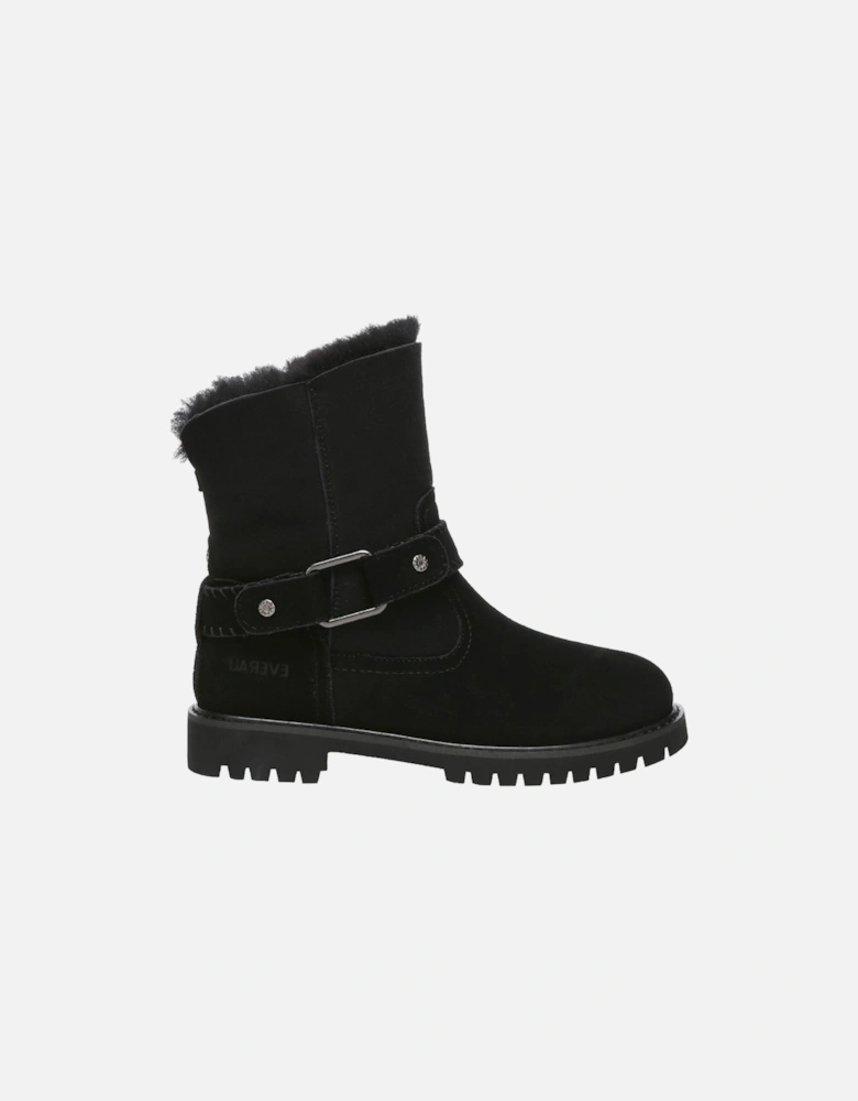 Real Sheepskin Pheasant Mid Calf Fashion Boots with Rubber Sole