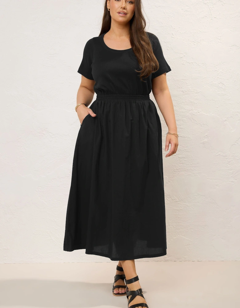Jersey & Woven Midaxi Skater Dress