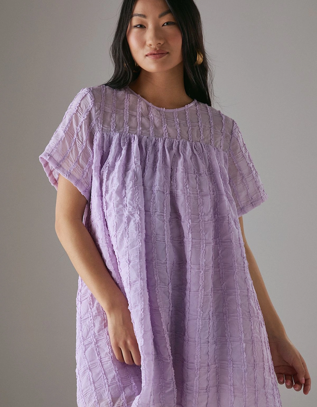 Petite Ruffle Organza Babydoll Mini Smock Dress, 2 of 1