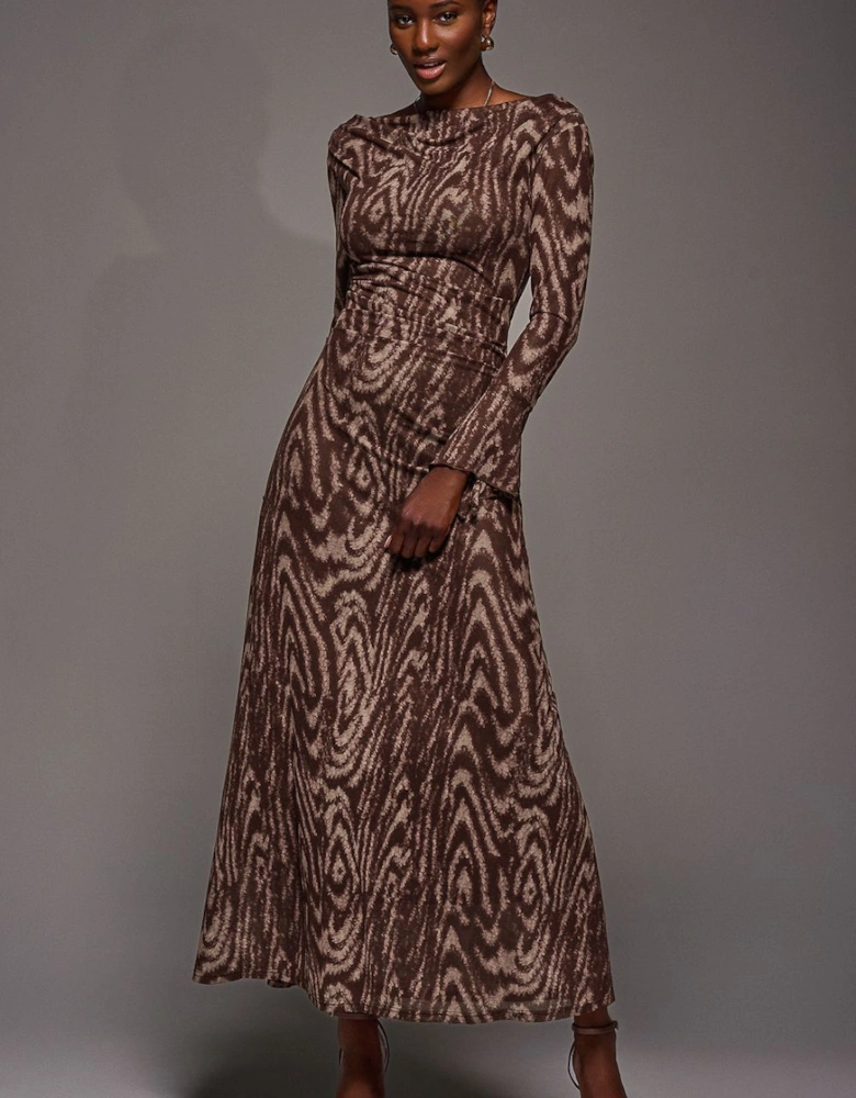Long Sleeve Slash Neck Maxi Dress