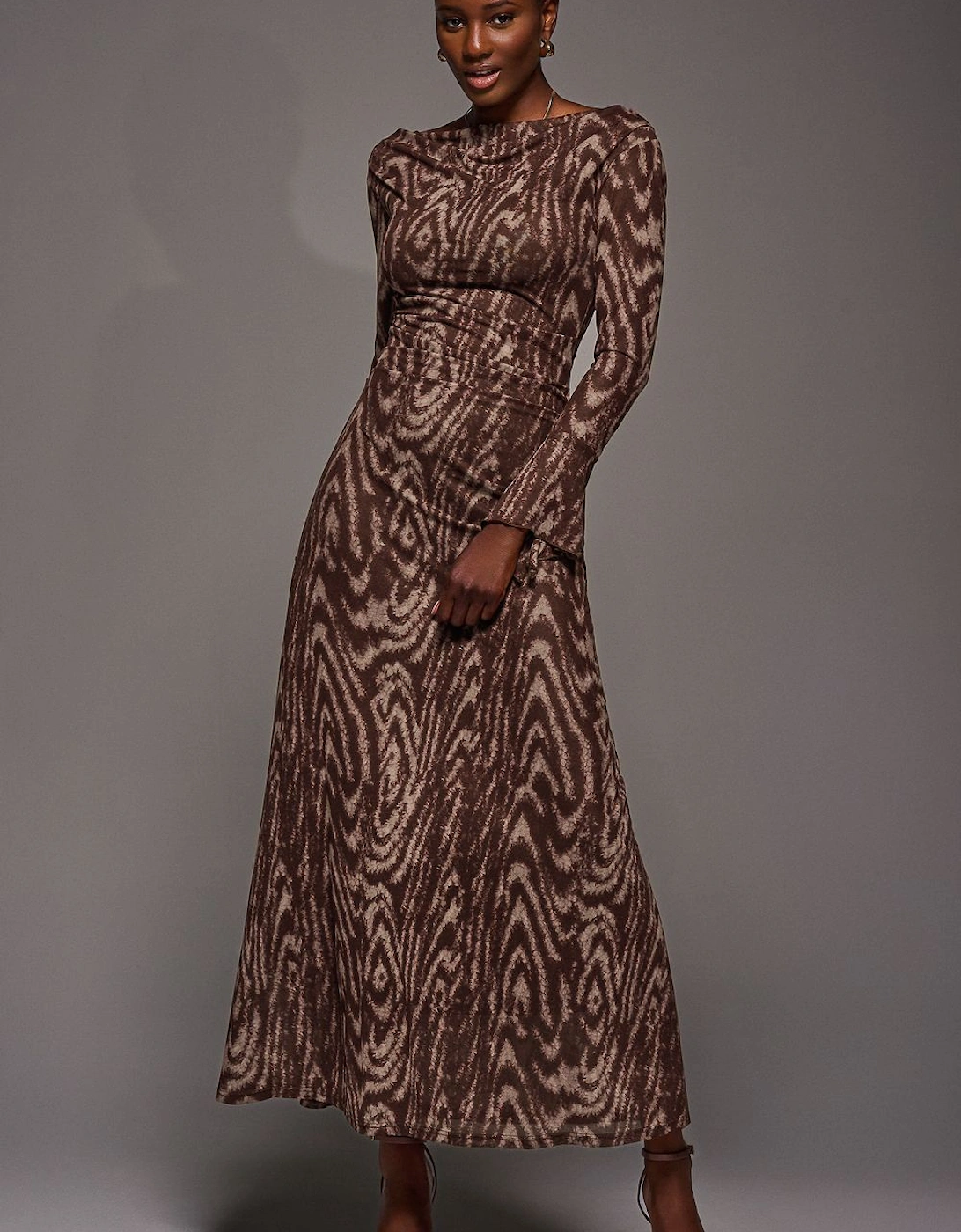Long Sleeve Slash Neck Maxi Dress, 2 of 1