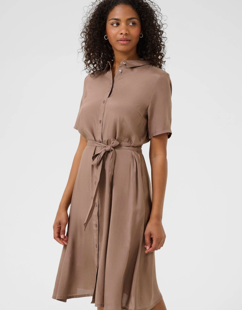 KAemine Solid Short Sleeve Shirt Dress