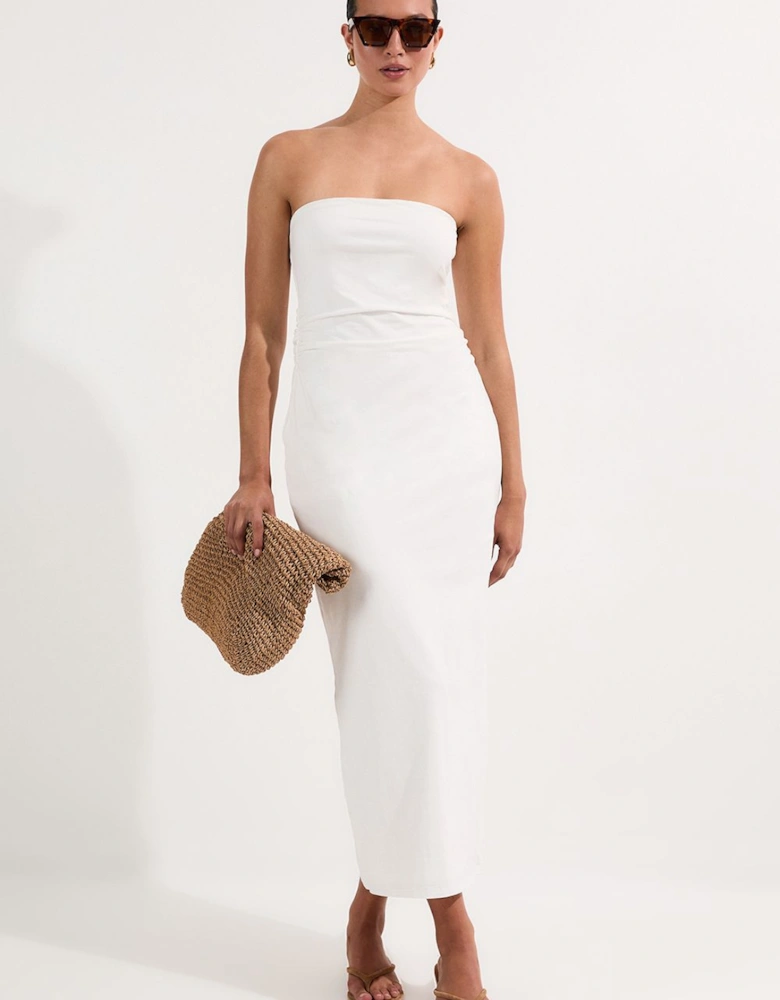 Stretch Cotton Jersey Bandeau Maxi Dress