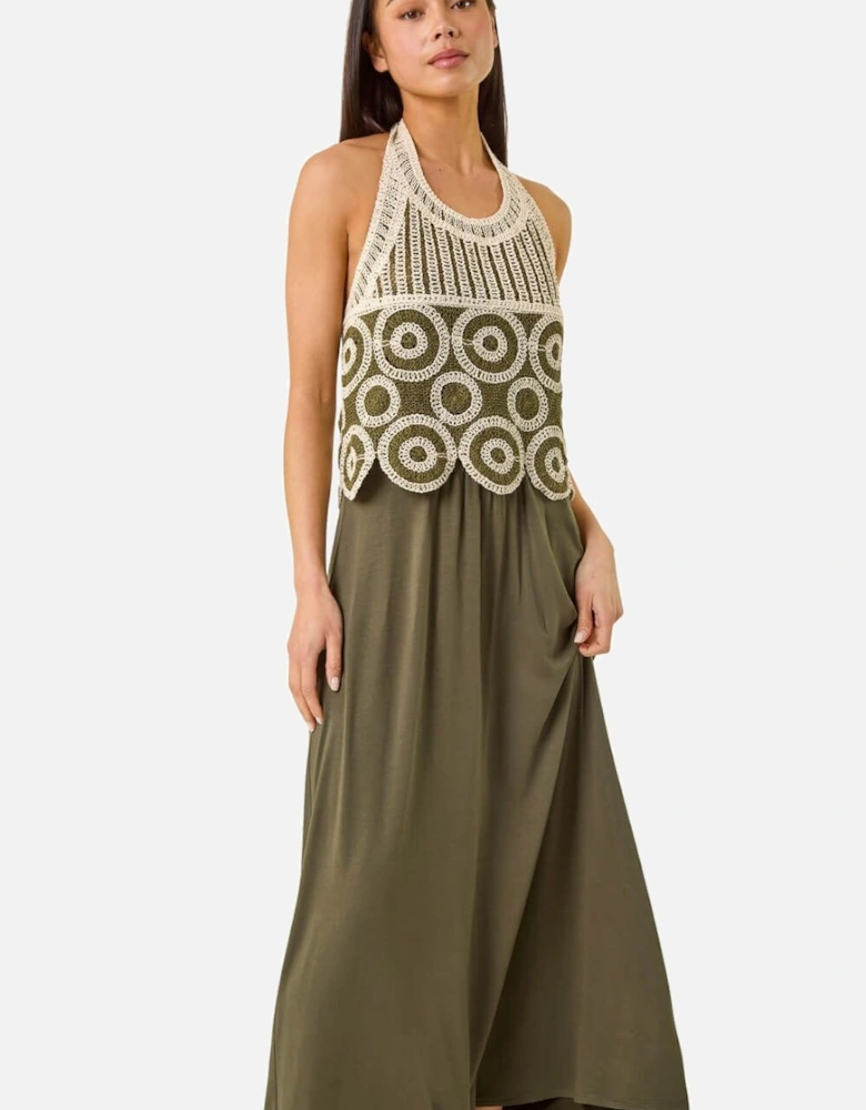 Petite Crochet Contrast Maxi Dress
