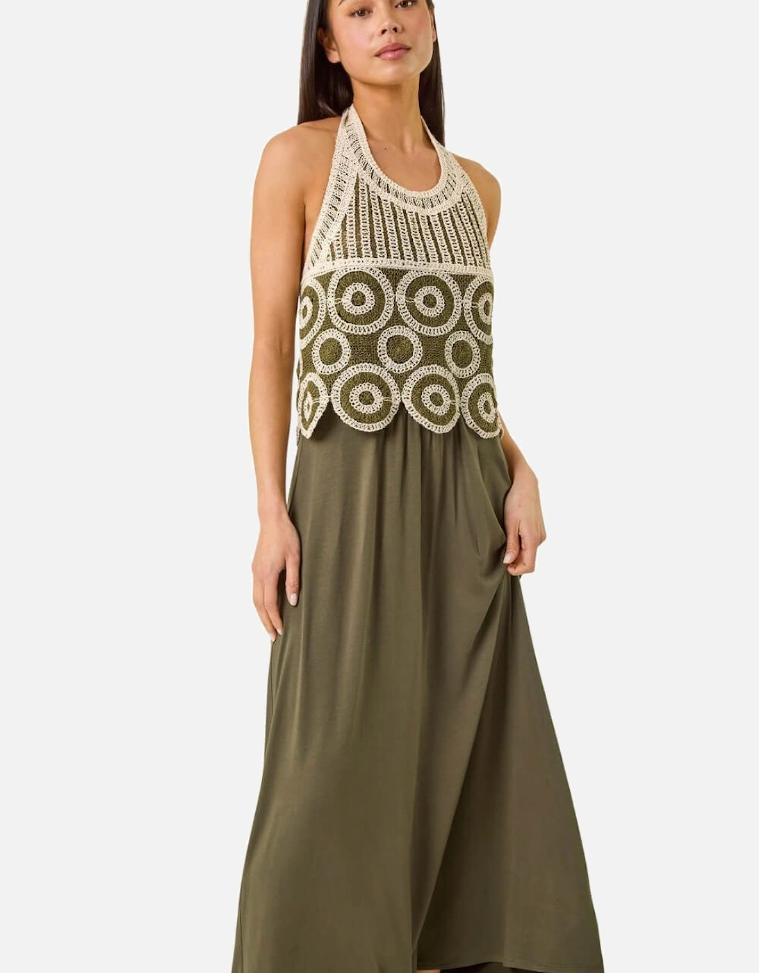 Petite Crochet Contrast Maxi Dress, 2 of 1
