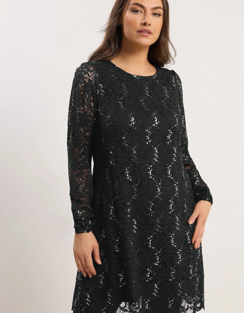 Lace Scallop Hem Mini Dress