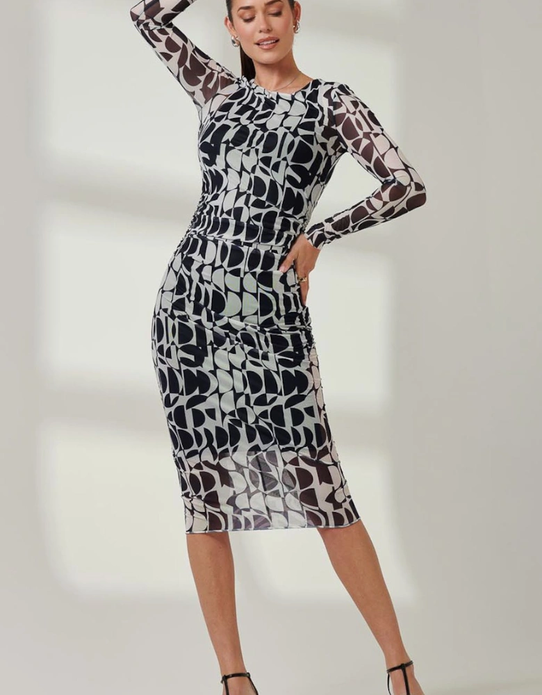 Long Sleeve Mesh Bodycon Maxi Dress