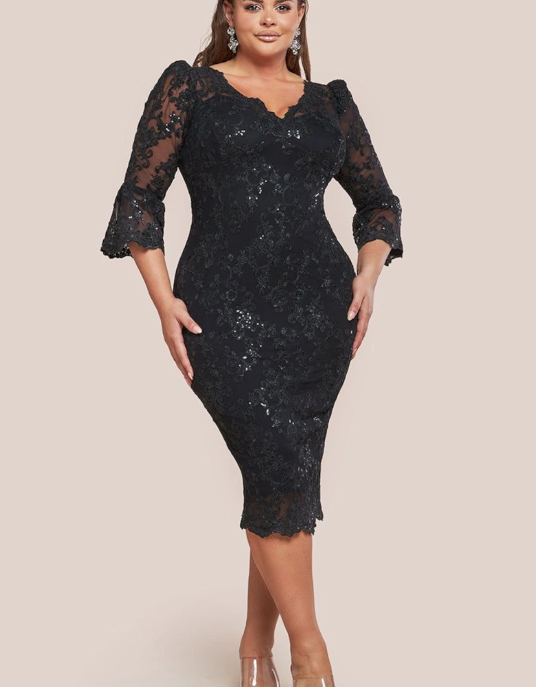 Scallop Lace Midi Dress